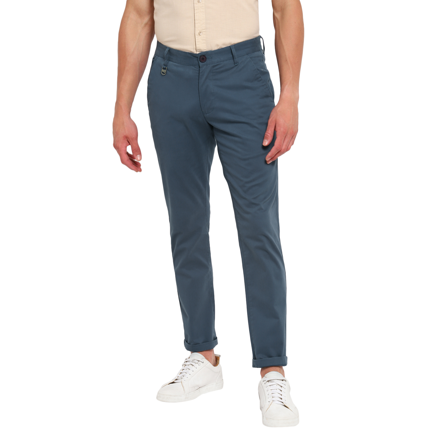 Classic Polo Men's 100% Cotton Moderate Fit Solid Cream Color Trouser