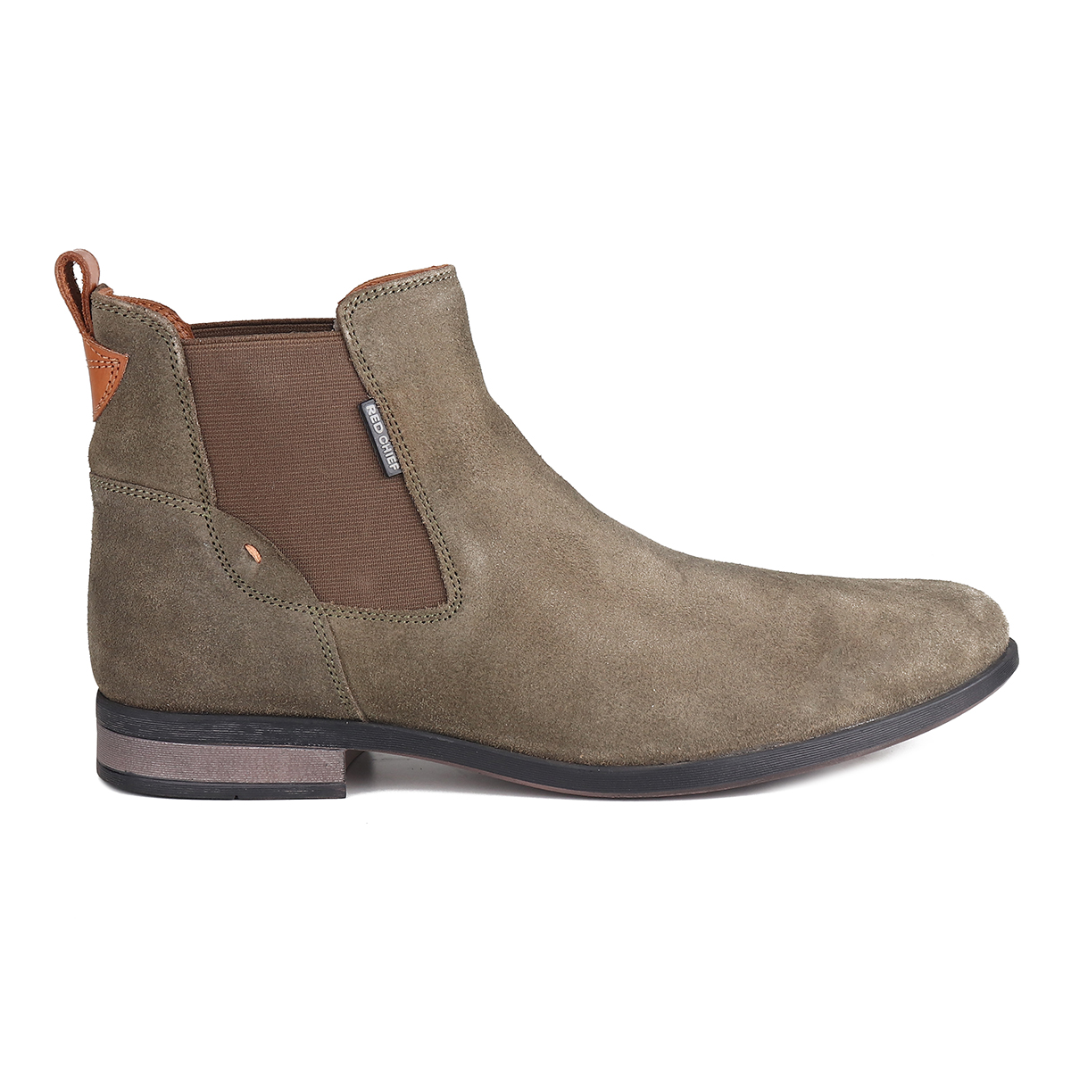 Redchief Light Olive Side Elastic Chelsea Boots For Men